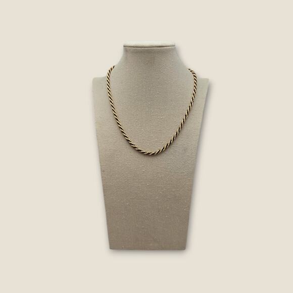 Gold and Black Enamel Twisted Rope Necklace – 1980s Vintage - Picture 9 of 10